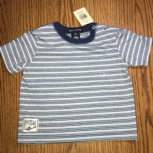Ralph Lauren blue striped tee 6-12 mos NWT